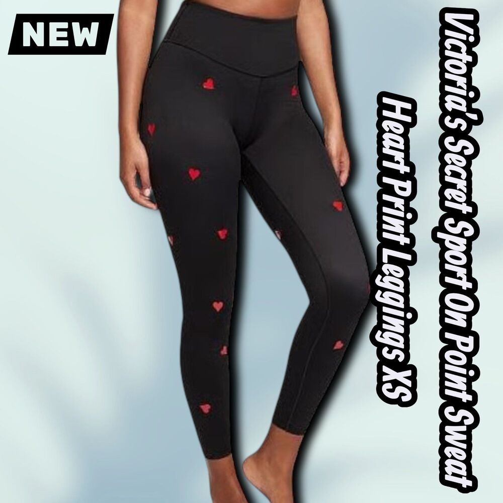 🔴NEW Victoria’s Secret Sport On Point Sweat Heart Print Leggings XS